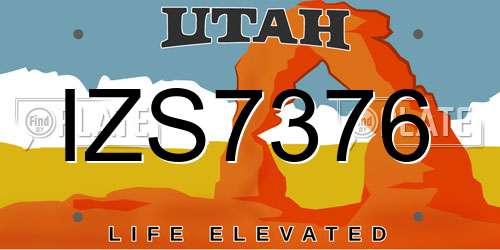 IZS7376 Utah License Plate