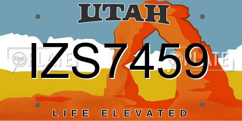 IZS7459 Utah License Plate