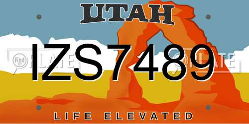 IZS7489 Utah License Plate