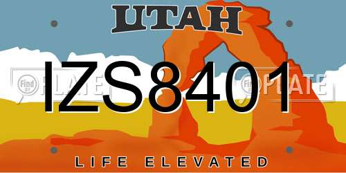 IZS8401 Utah License Plate