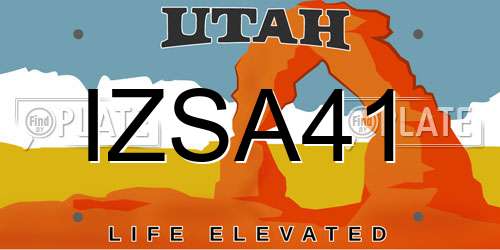 IZSA41 Utah License Plate