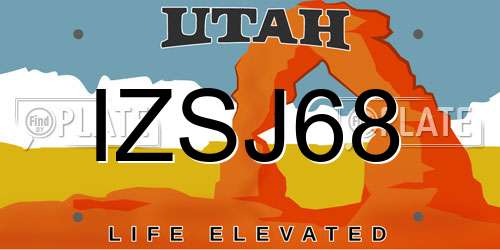 IZSJ68 Utah License Plate