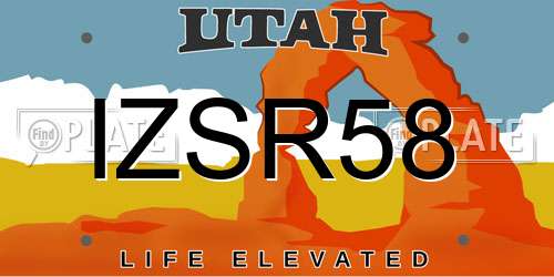 IZSR58 Utah License Plate