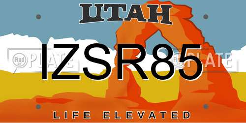 IZSR85 Utah License Plate