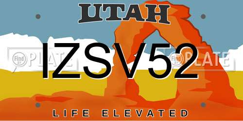 IZSV52 Utah License Plate