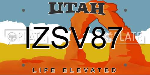 IZSV87 Utah License Plate