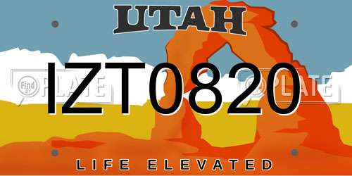 IZT0820 Utah License Plate