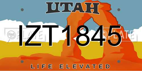 IZT1845 Utah License Plate