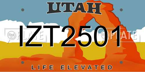 IZT2501 Utah License Plate