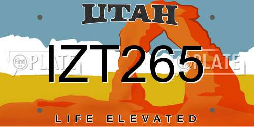 IZT265 Utah License Plate