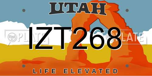 IZT268 Utah License Plate