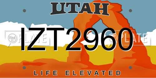 IZT2960 Utah License Plate