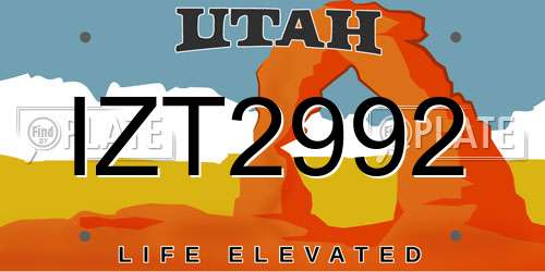 IZT2992 Utah License Plate