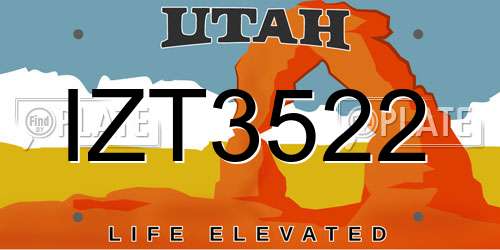 IZT3522 Utah License Plate