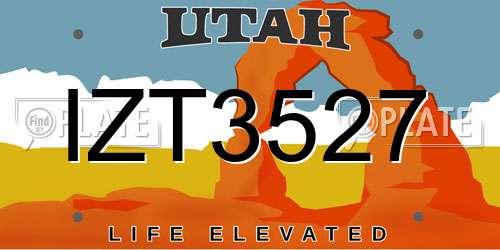 IZT3527 Utah License Plate