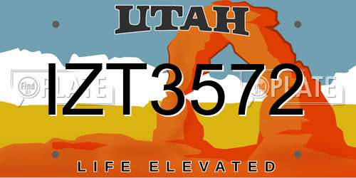 IZT3572 Utah License Plate
