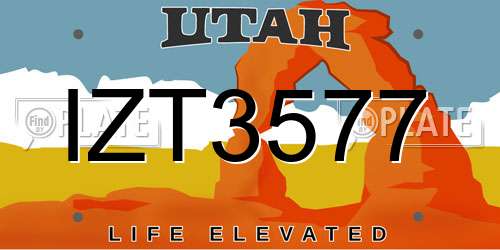 IZT3577 Utah License Plate