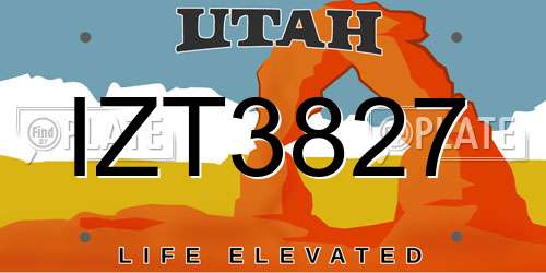 IZT3827 Utah License Plate