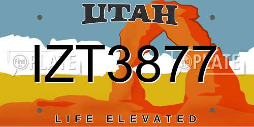 IZT3877 Utah License Plate