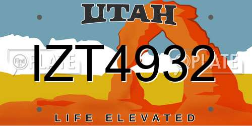 IZT4932 Utah License Plate