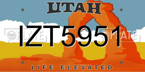 IZT5951 Utah License Plate