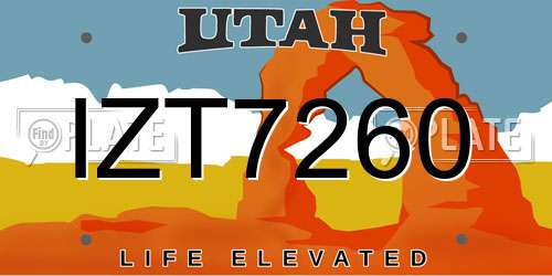 IZT7260 Utah License Plate