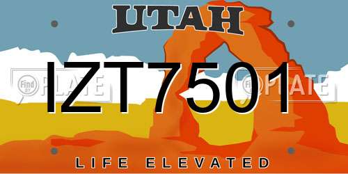 IZT7501 Utah License Plate