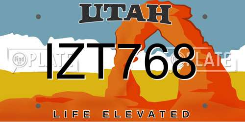 IZT768 Utah License Plate