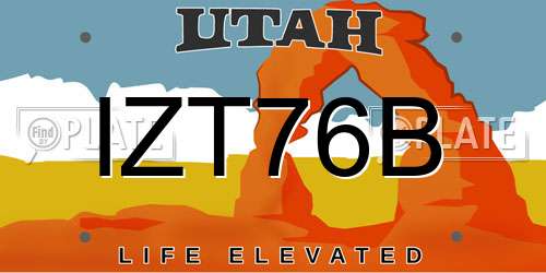 IZT76B Utah License Plate