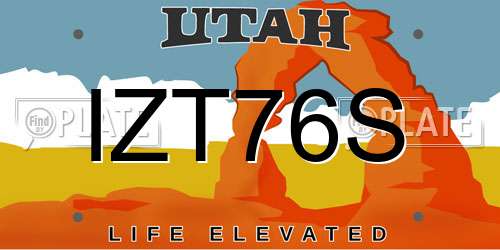 IZT76S Utah License Plate