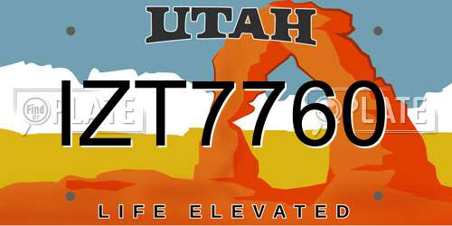 IZT7760 Utah License Plate