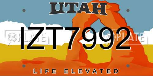 IZT7992 Utah License Plate