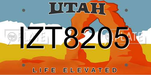 IZT8205 Utah License Plate