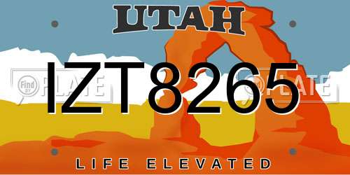 IZT8265 Utah License Plate