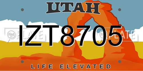 IZT8705 Utah License Plate