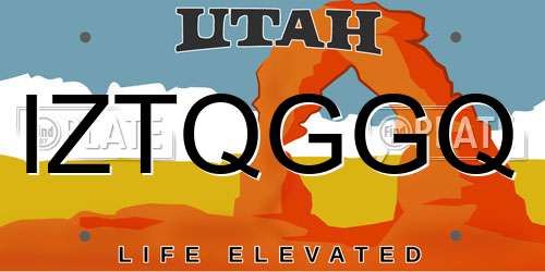 IZTQGGQ Utah License Plate