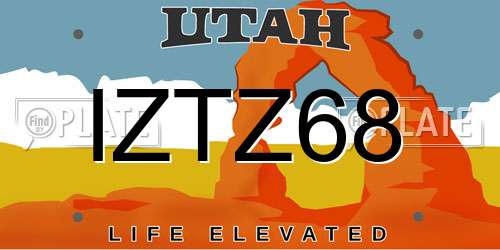 IZTZ68 Utah License Plate