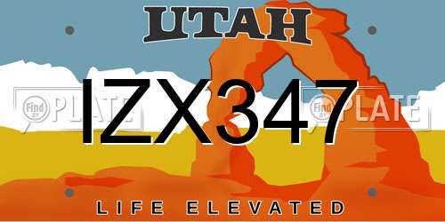 IZX347 Utah License Plate