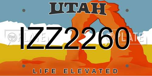 IZZ2260 Utah License Plate