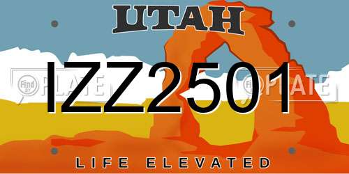 IZZ2501 Utah License Plate