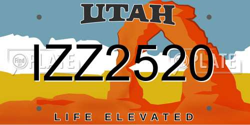 IZZ2520 Utah License Plate