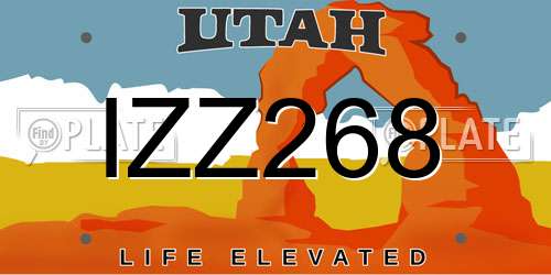 IZZ268 Utah License Plate