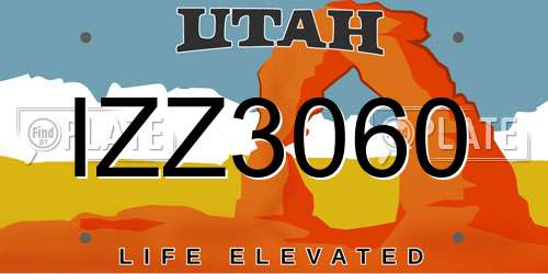 IZZ3060 Utah License Plate