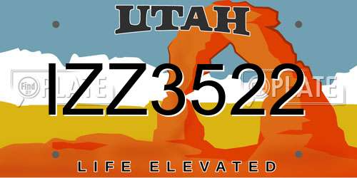 IZZ3522 Utah License Plate
