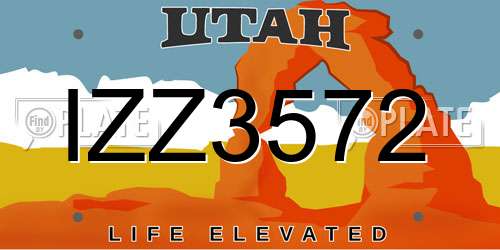 IZZ3572 Utah License Plate