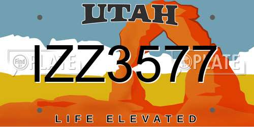 IZZ3577 Utah License Plate