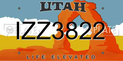 IZZ3822 Utah License Plate