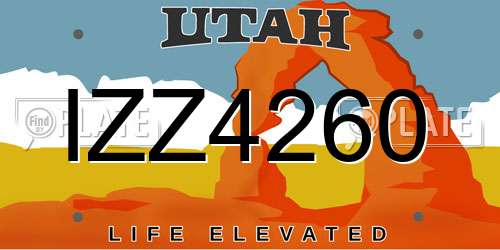 IZZ4260 Utah License Plate