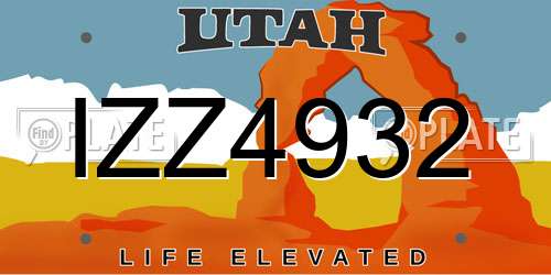 IZZ4932 Utah License Plate