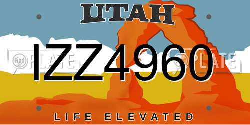 IZZ4960 Utah License Plate
